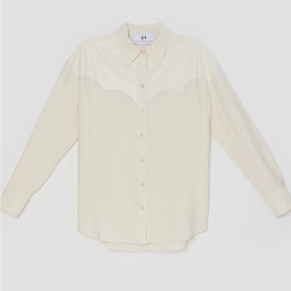 The Bright Side by Rocky Barnes Western Boyfriend Shirt - Cloud